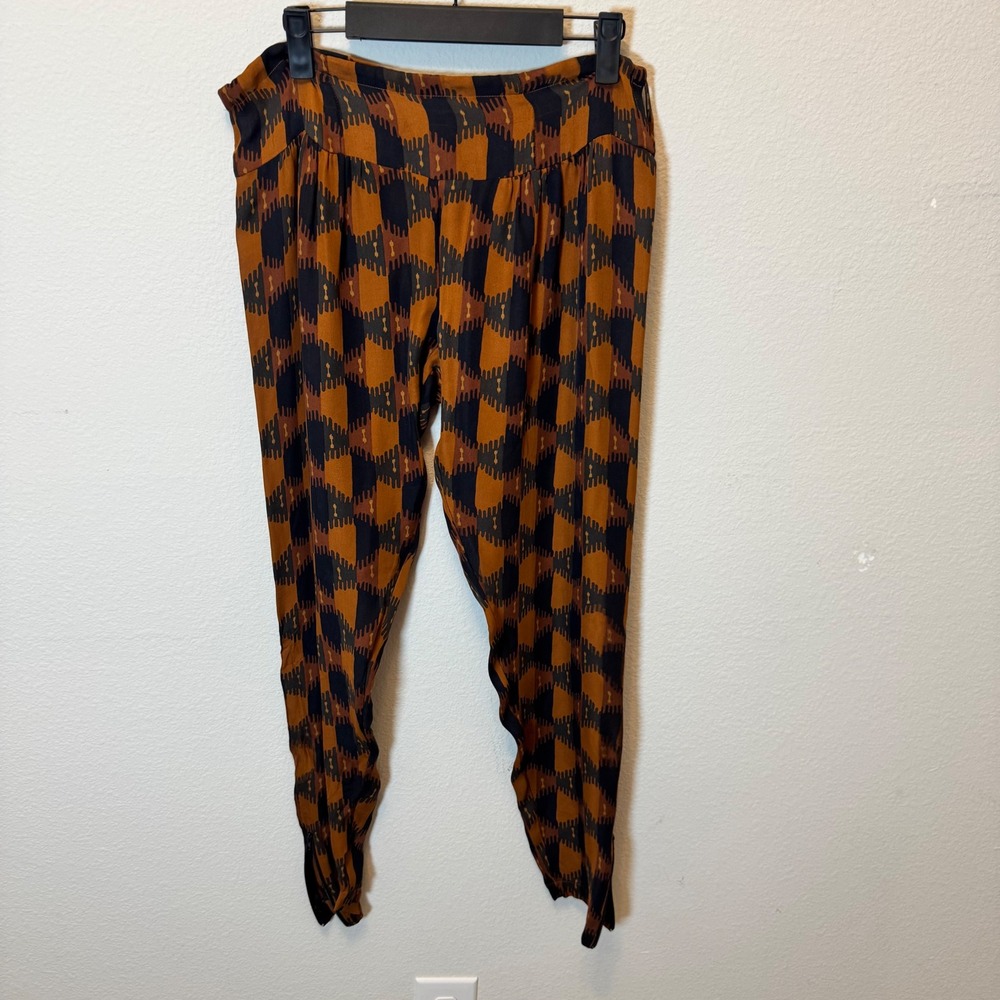 Tucker Brown Black Geometric‎ Print Wide Leg High Waist Pants Women's S